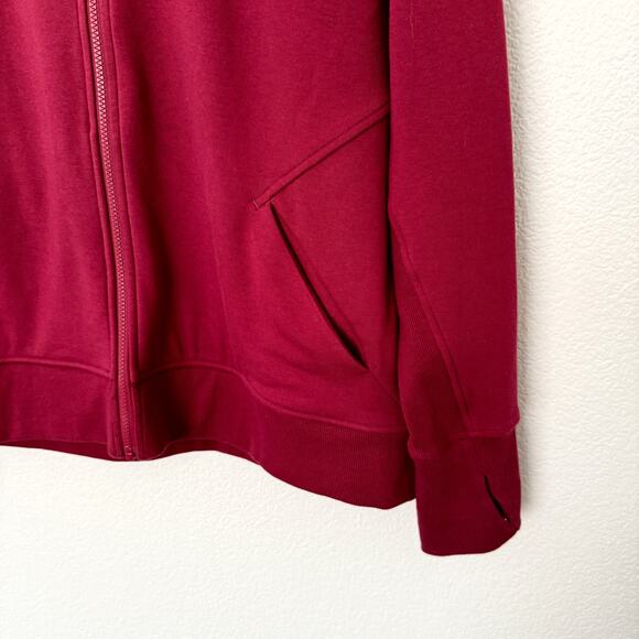 [Athleta] Burgundy Red Triumph Hoodie Full Zip Jacket Workout Cotton Blend Sz XL - Picture 9 of 12
